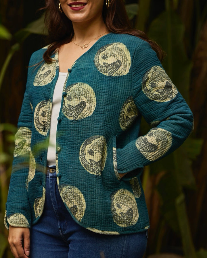 Lucky Koi Bagru Quilted Jacket