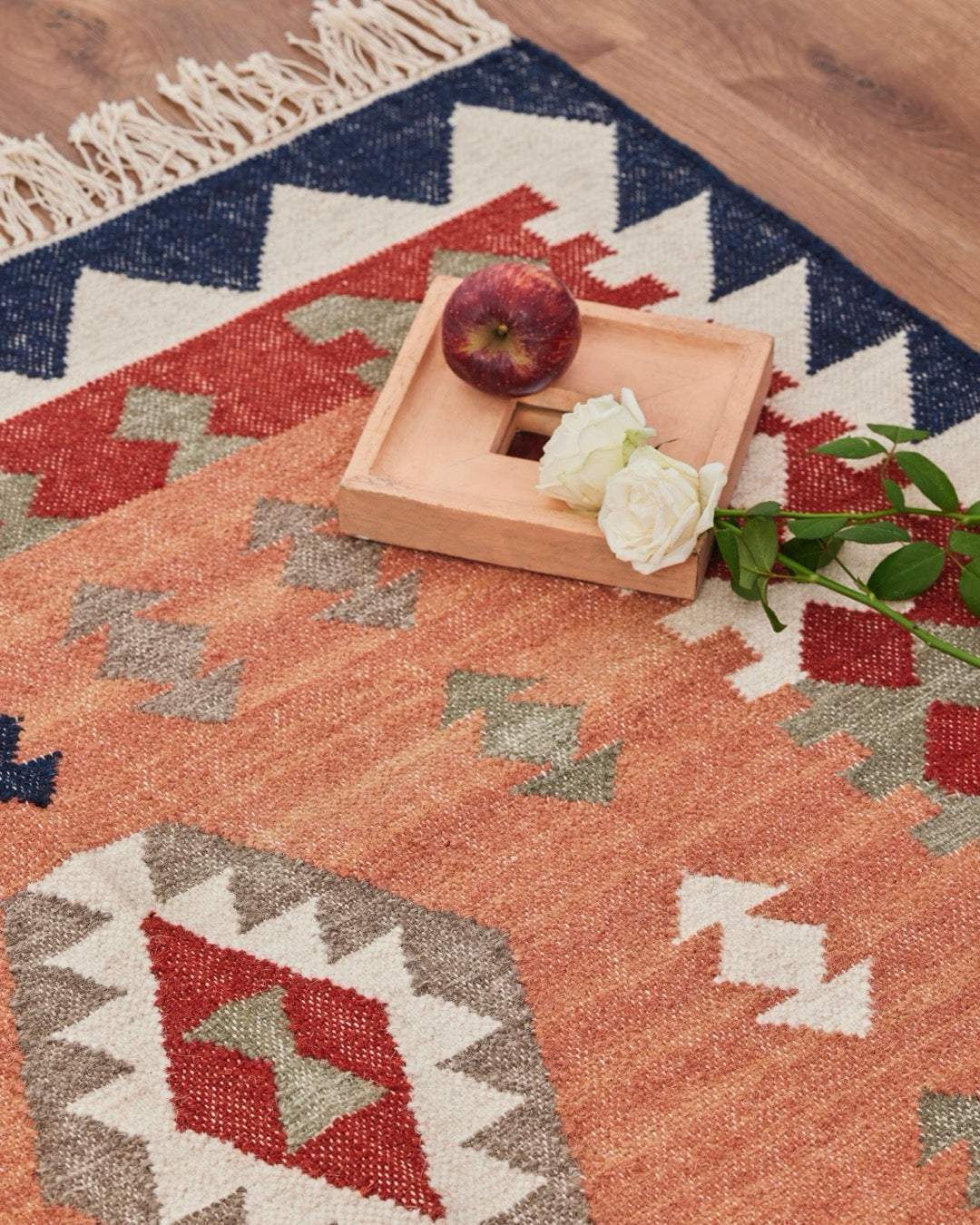 Peach Kilim Cotton Dhurrie