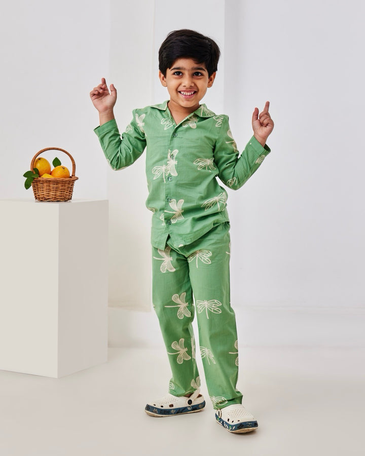 Green Dragonflies Kids Night Suit