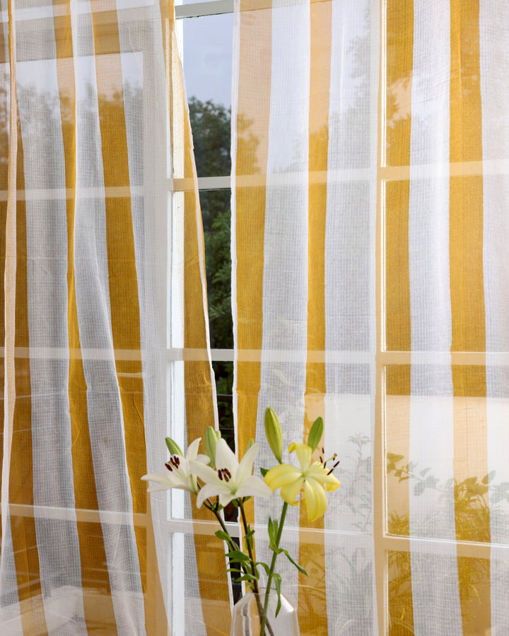 Amalfi Yellow Kota Doria Sheer Curtain