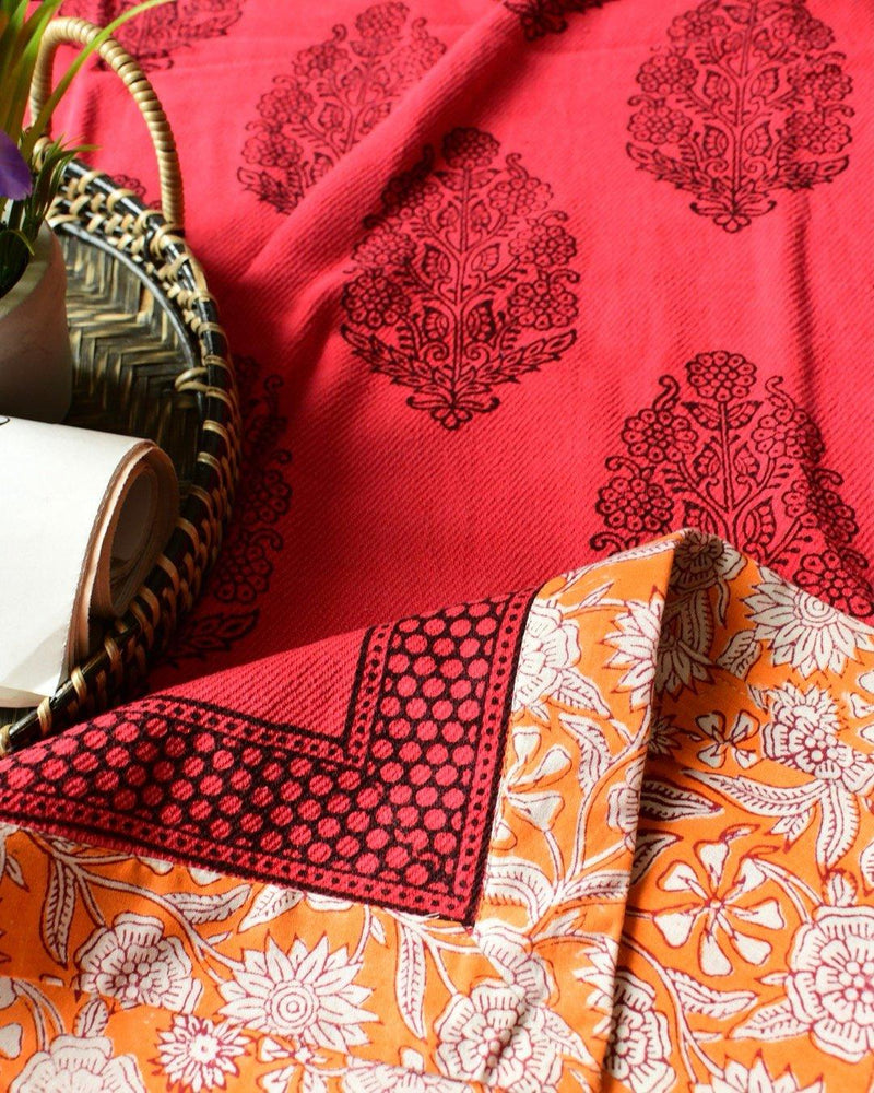 Ruby - Bagh Printed Cotton Reversible Khes - Rihaa