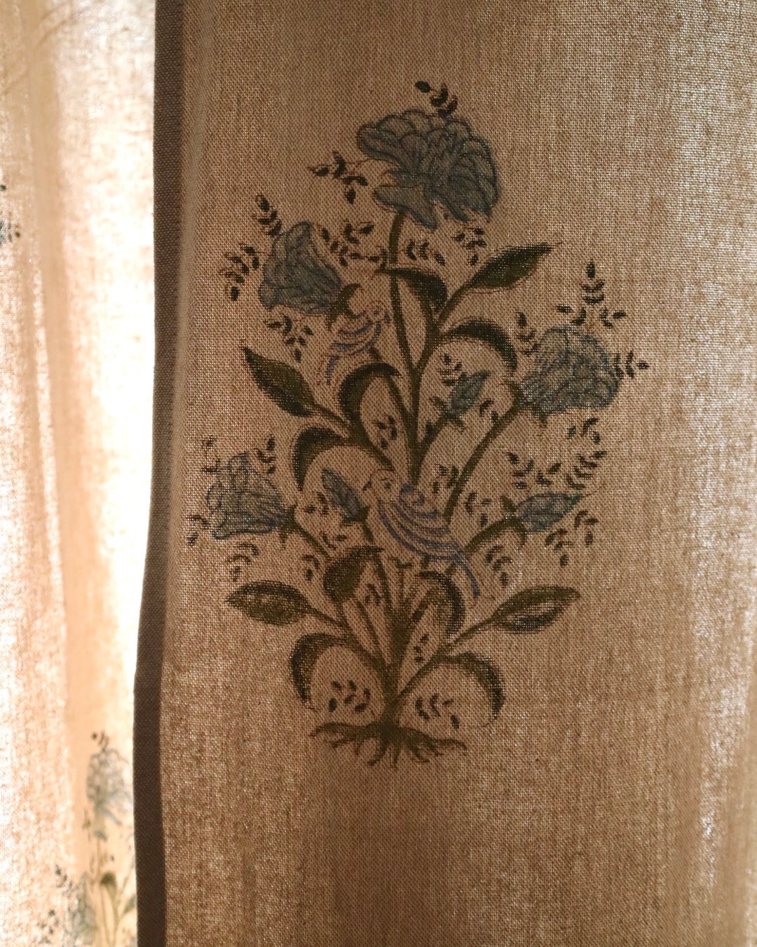 Parrot in a Tree Block Print Curtains