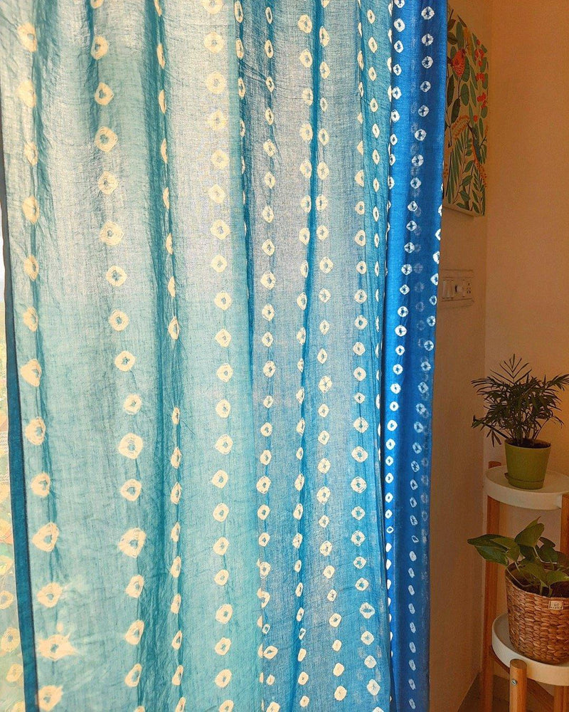 Blue Ombré Bandhej Tie Dye Curtain