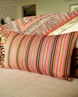 Pink Gold Mashru Lumbar Cushion - Rihaa