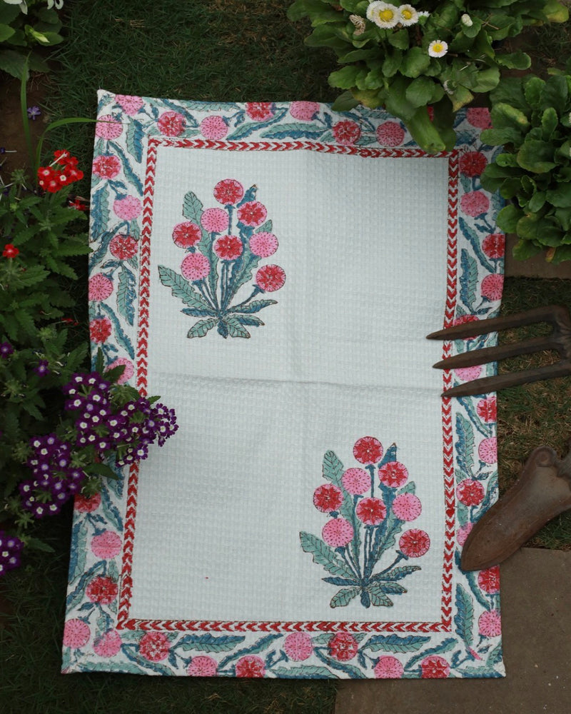 Wildflowers Block Print Tea Towel