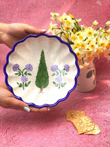 Cypress Blue Pottery Flower Serving Plate full view