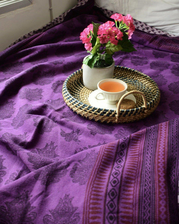 The Amethyst - Bagh Printed Cotton Reversible Khes - Rihaa