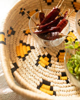 Leopard animal print Sabai grass basket with bowls of herbs and spices