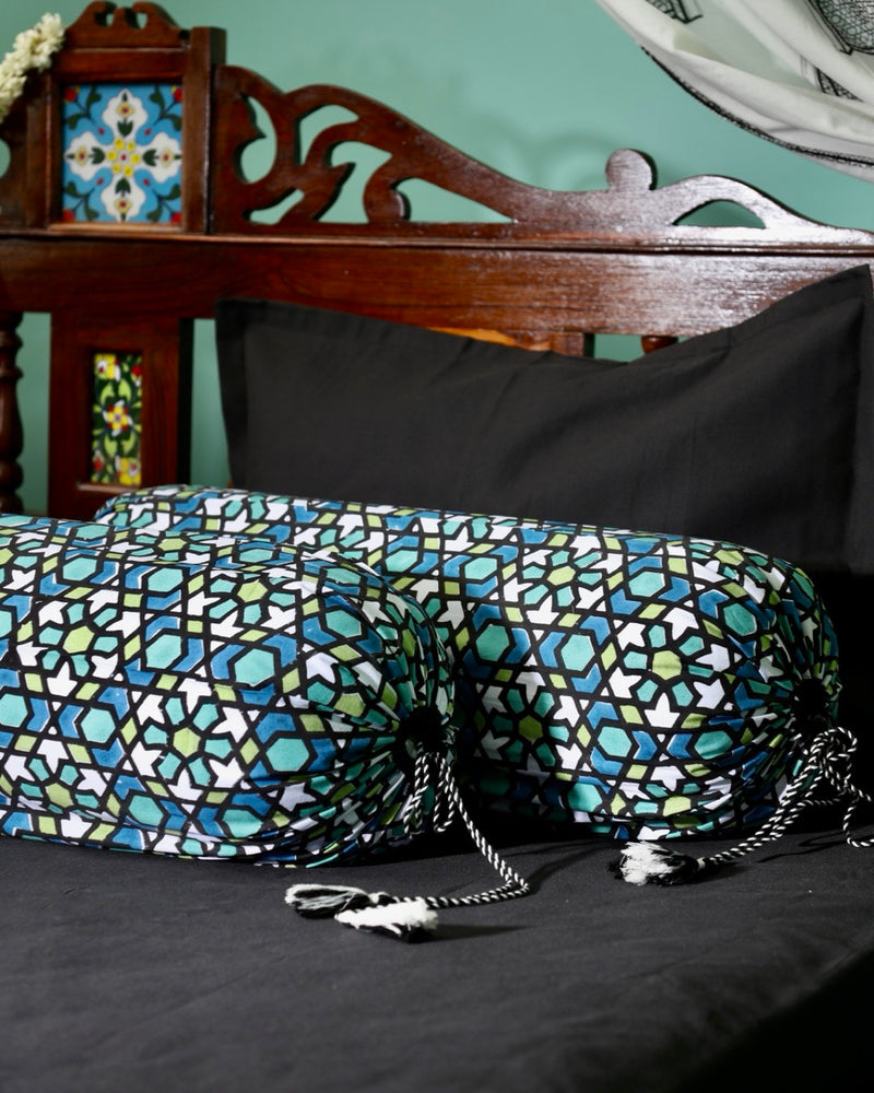 Moroccan Vibes Block Print Bolster Cover