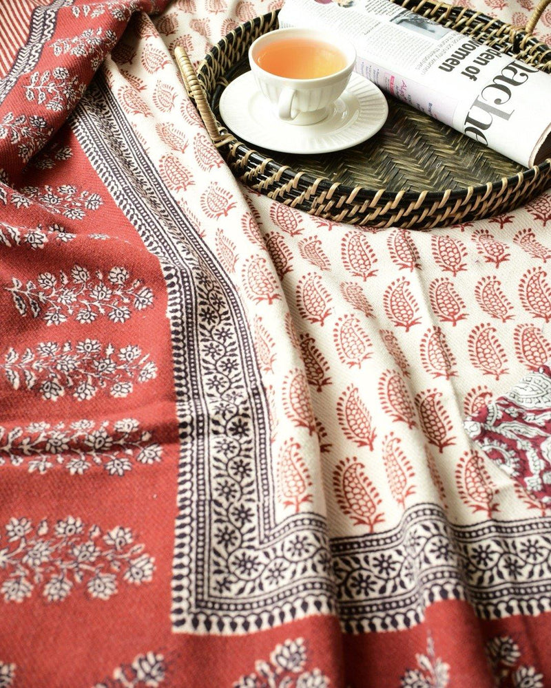 Gold - Bagh Printed Cotton Reversible Khes Border