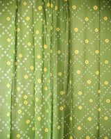 Green and Yellow bandhani or tie dye fabric or curtains
