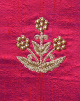Gul Raw Silk Hand Embroidered Cushion