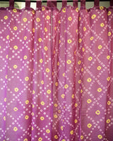 Purple and Yellow bandhani or tie dye curtains