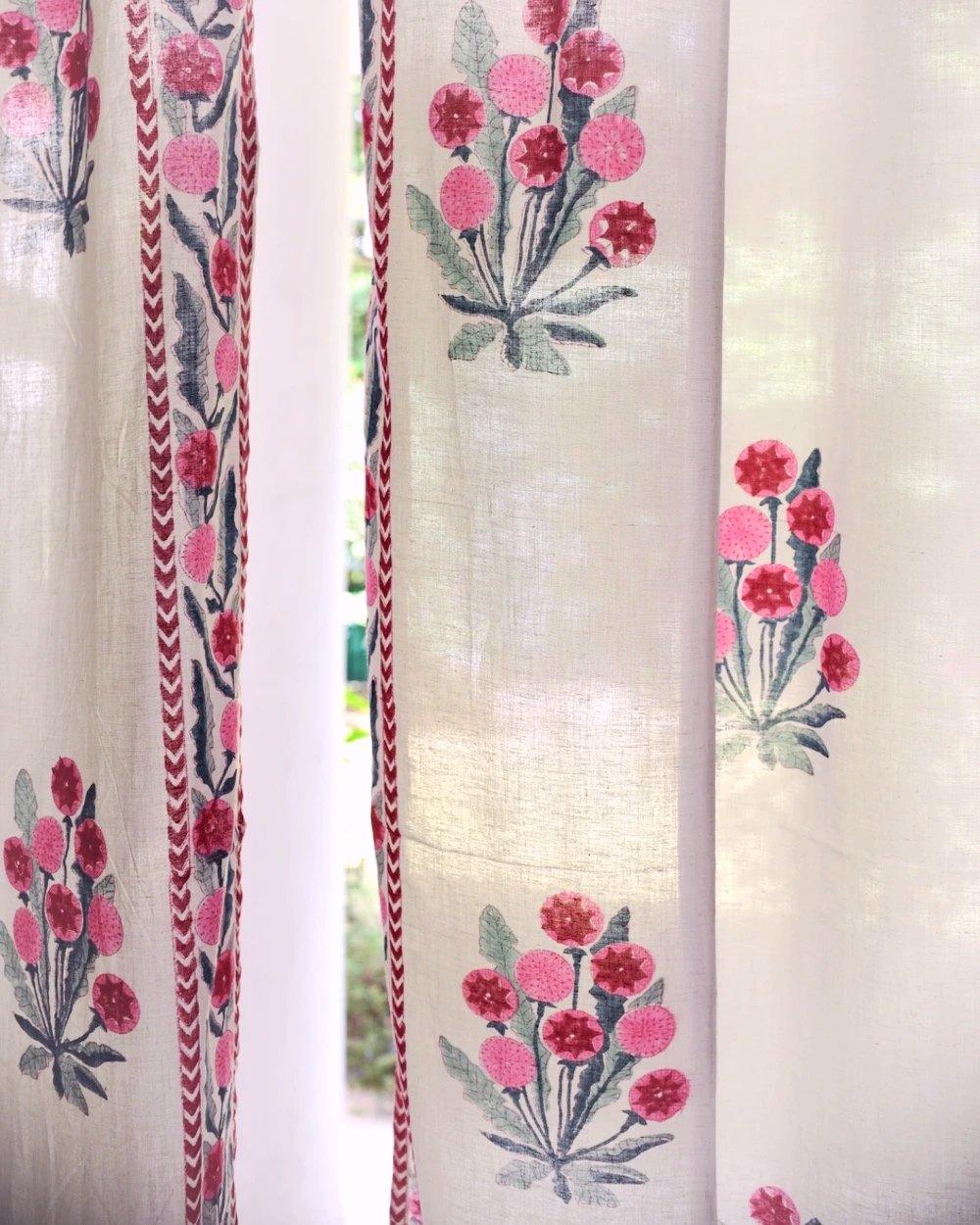 Wildflowers cotton curtains close-up