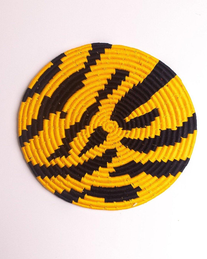 Animal print Tiger stripe Sabai placemat with yellow and black threadwork