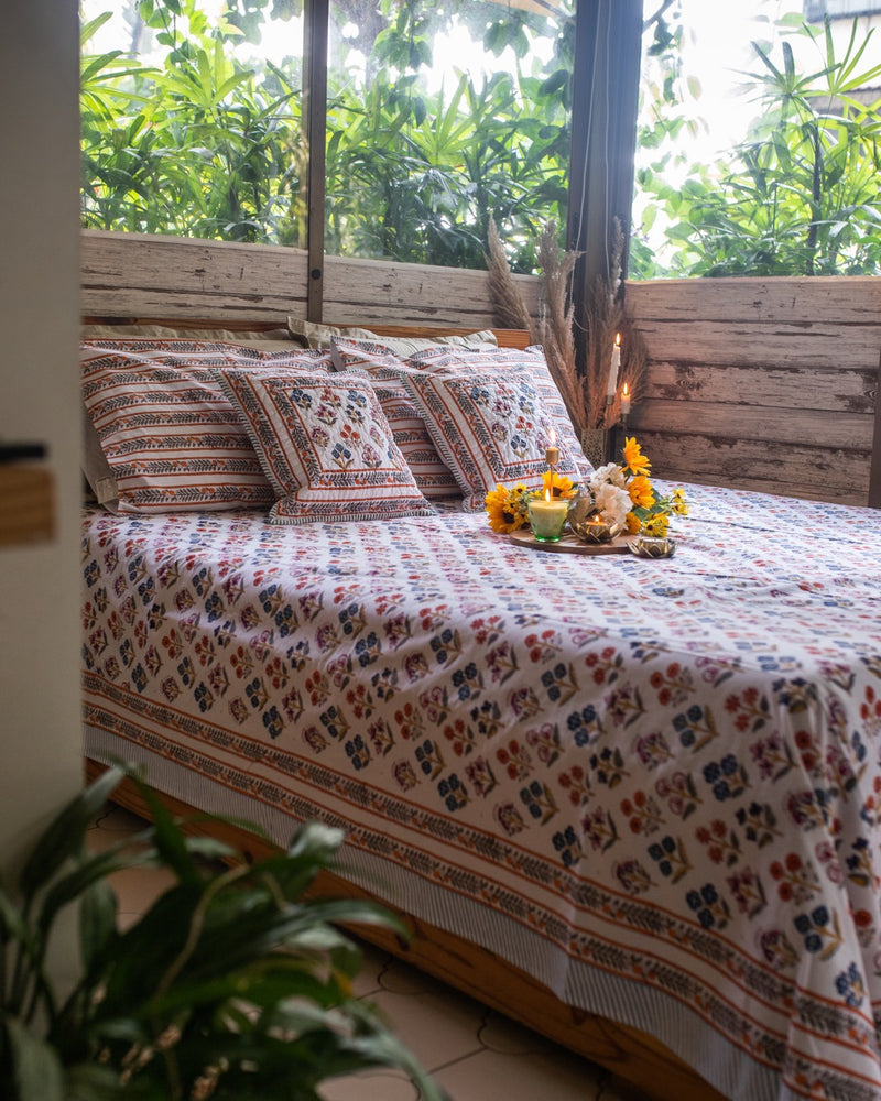 Floral jaipur bageecha bed sheet full view