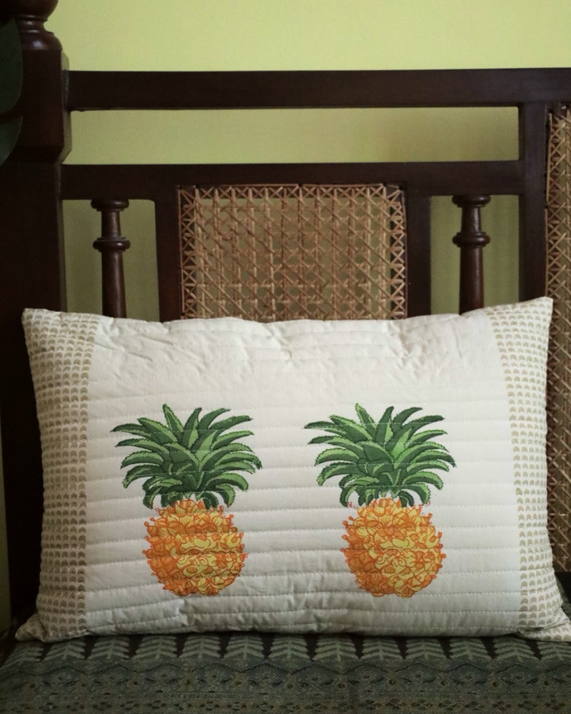 Pineapple Block Print Lumbar Cushion Cover